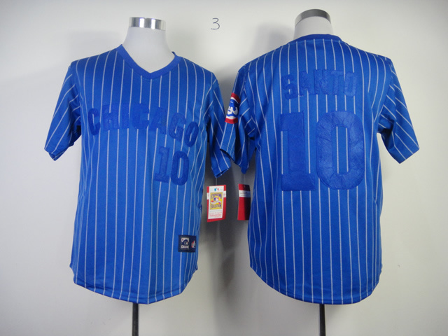 Men Chicago Cubs 10 Santo Blue Stripe MLB Jerseys